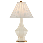 Настольная лампа с фактурным конусовидным абажуром и кожаным каркасом Malifis варинант исполнения - 3 | Loft Concept в Омске