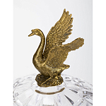 Конфетница из прозрачного рельефного стекла с ручками в виде стрекоз и фигуркой лебедя Eden Garden варинант исполнения - 3 | Loft Concept в Омске