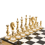 Шахматы из бронзы и натуральных камней Долерит и Мрамор с гравировкой Decorative Thematic Chess варинант исполнения - 2 | Loft Concept в Омске