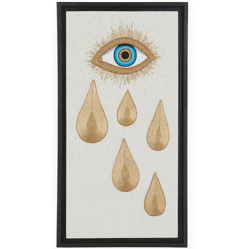 Панно Золотые Слезы вышивка бисером MUSE EYE TEAR BEADED ART Золотой Голубой Панно Золотые Слезы вышивка бисером MUSE EYE TEAR BEADED ART Золотой Голубой в Омске | Loft Concept