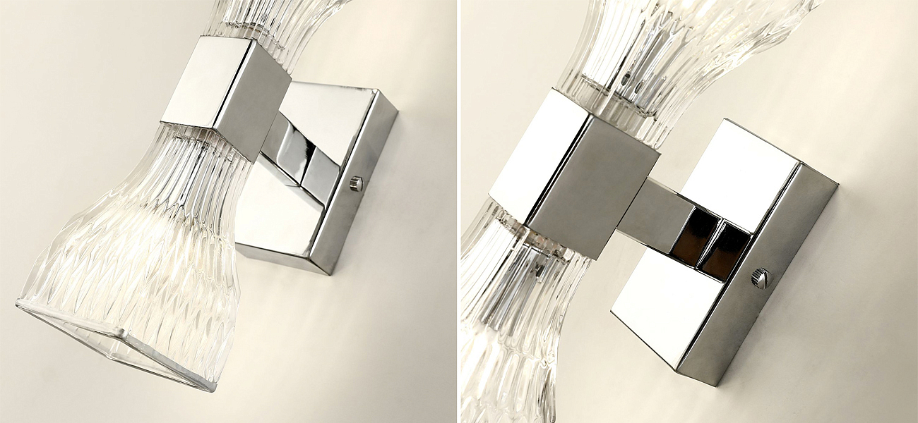 Бра с двумя плафонами из рельефного стекла GLASS HORN Chrome Бра с двумя плафонами из рельефного стекла GLASS HORN Chrome - Loft-Concept в Омске