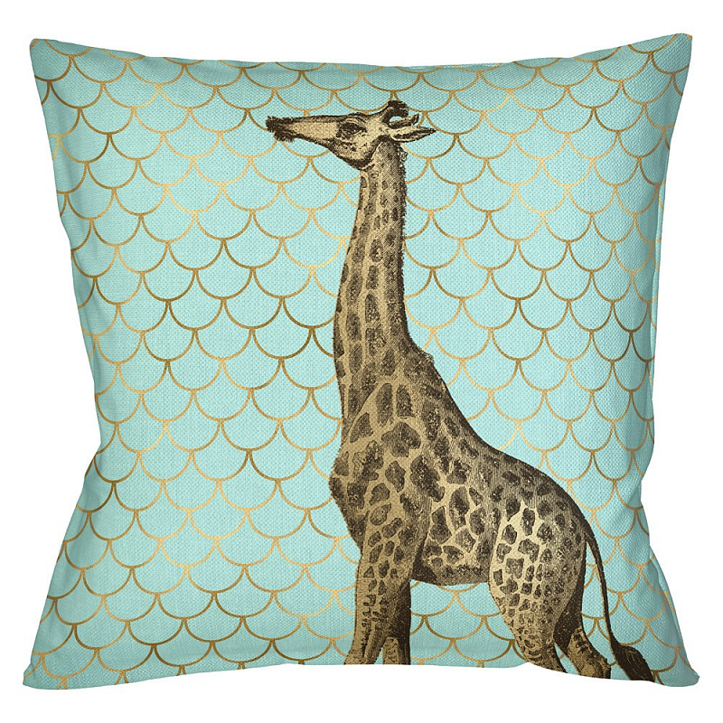 Подушка Safari light blue giraffe Бирюзовый Глянцевое золото Подушка Safari light blue giraffe Бирюзовый Глянцевое золото в Омске | Loft Concept