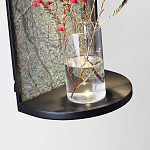 Настенный светильник зеленого цвета с черной рамкой овальной формы с полкой Herbarium  варинант исполнения - 3 | Loft Concept в Омске