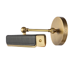 Светильник для картин цвет винтажная латунь с прямоугольным плафоном из кожи черного цвета Alora варинант исполнения - 2 | Loft Concept в Омске