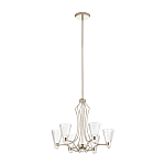 Люстра цвета никель с 6-ю рифлеными стеклянными плафонами и изогнутым каркасом Kichler варинант исполнения - 2 | Loft Concept в Омске