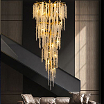 Люстра многоярусная с каркасом из металла и прозрачными подвесками FAIRYTREE Light варинант исполнения - 3 | Loft Concept в Омске