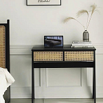 Дизайнерский письменный стол матово-чёрного цвета с 2-мя плетеными ящиками Glade Desk варинант исполнения - 2 | Loft Concept в Омске