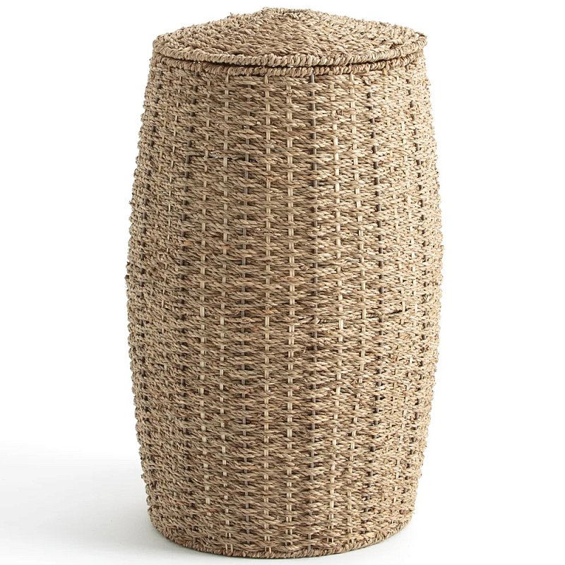 Корзина с крышкой из камыша Chane Wicker Basket Бежевый Корзина с крышкой из камыша Chane Wicker Basket Бежевый в Омске | Loft Concept