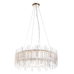 Люстра подвесная круглая с прозрачными хрустальными трубками и золотистым каркасом Диаметр 60 см Hexagon Tube Light варинант исполнения - 1 | Loft Concept в Омске