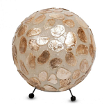 Настольная лампа из перламутра на металлическом каркасе Indonesian Circle варинант исполнения - 3 | Loft Concept в Омске