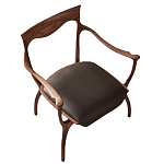 Стул деревянный с мягким сиденьем из коричневой натуральной кожи Moon Walnut Furniture варинант исполнения - 13 | Loft Concept в Омске