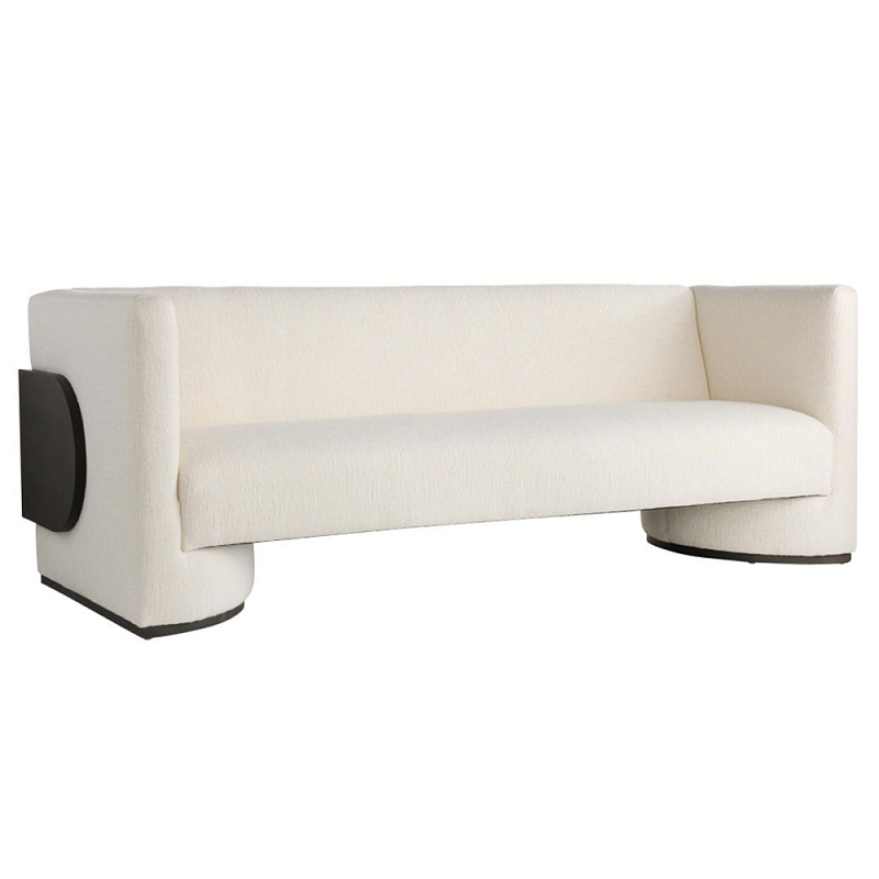 Трехместный диван Florida Sofa  с элегантным деревянным декором  Белый Черный в Омске | Loft Concept 