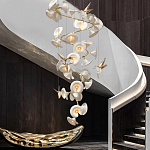 Люстра каскадная из белых цветов каллы и птичек Refined Taste of Light варинант исполнения - 2 | Loft Concept в Омске