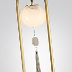 Торшер с шарообразным плафоном из белого стекла с подвеской из камня и длинной кисточкой Agatelle варинант исполнения - 4 | Loft Concept в Омске