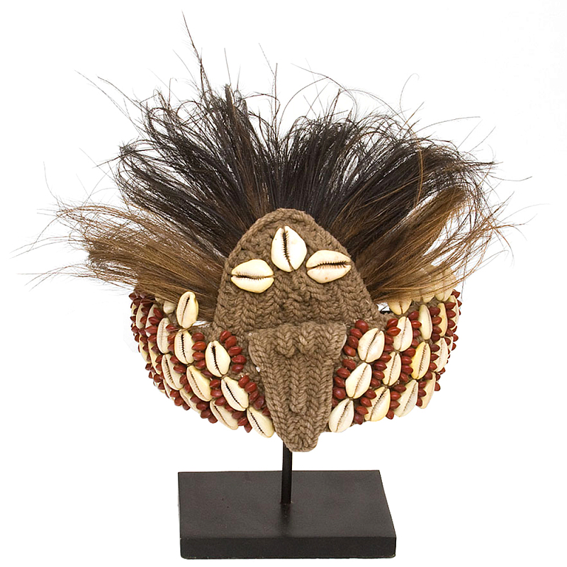 Традиционный индонезийский головной убор на подставке Aboriginal Headdress Коричневый Бежевый Красный Черный Традиционный индонезийский головной убор на подставке Aboriginal Headdress Коричневый Бежевый Красный Черный в Омске | Loft Concept