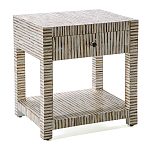 Тумбочка прикроватная Vancouver Bone Inlay Bedside Beige варинант исполнения - 1 | Loft Concept в Омске