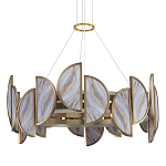 Люстра круглая с полукруглыми плафонами из искусственного алебастра в бронзовой оправе Marbella варинант исполнения - 1 | Loft Concept в Омске