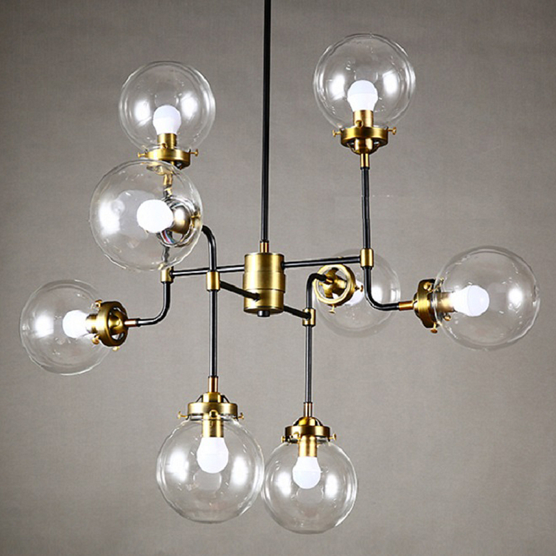Люстра Бистро Globe Clear Glass Chandelier 8 Черный в Омске | Loft Concept 