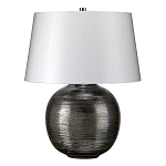 Настольная лампа с круглым фарфоровым основанием ручной работы с покрытием глазурью и белым абажуром из искусственного шелка Elstead Lighting варинант исполнения - 1 | Loft Concept в Омске