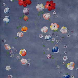 Обои ручная роспись Falling Flowers Standard colourway on Flash metallic silk