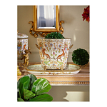 Кашпо с растительным и животным орнаментом на бронзовых ножках Turquoise Blooming Garden варинант исполнения - 5 | Loft Concept в Омске