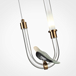 Подвесной светильник с декоративной фигуркой птицы на прозрачной изогнутой трубке Ganthea варинант исполнения - 5 | Loft Concept в Омске