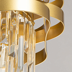 Люстра цвета матового золота с металлическими лентами и длинными прозрачными подвесками Gilded Waves варинант исполнения - 9 | Loft Concept в Омске