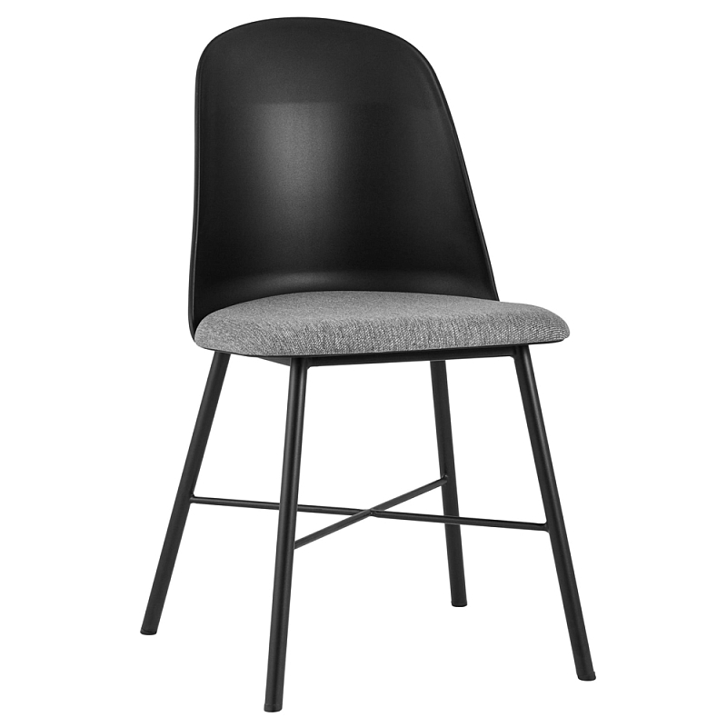 Стул из прочного пластика на металлическом основании Anora Black Черный Серый Стул из прочного пластика на металлическом основании Anora Black Черный Серый в Омске | Loft Concept