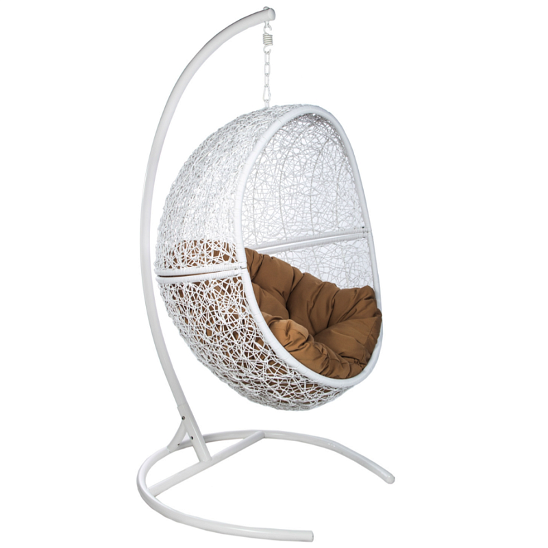 Подвесное уличное кресло Egg Cage white Коричневый Белый Подвесное уличное кресло Egg Cage white Коричневый Белый в Омске | Loft Concept