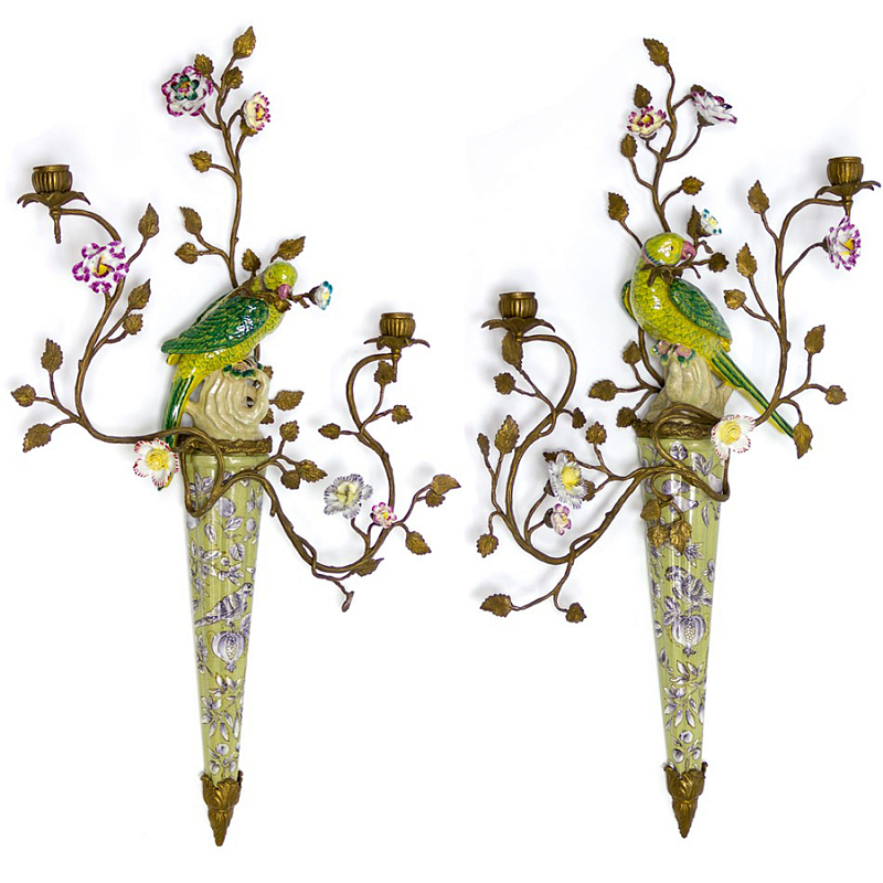 Подсвечник Candlestick Bindweed and Parrot Зеленый Бронза Подсвечник Candlestick Bindweed and Parrot Зеленый Бронза в Омске | Loft Concept