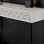 Консоль напольная пыльного белого цвета с выдвижным ящиком с резным орнаментом HEATON CONSOLE OAK варинант исполнения - 4 | Loft Concept в Омске