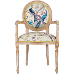 Полукресло из массива бука бежевое с изображением птиц и цветов Beige Green Chinoiserie Garden Chair варинант исполнения - 1 | Loft Concept в Омске