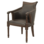 Кресло кожаное на 4-х деревянных ножках из массива березы Ethan Armchair brown варинант исполнения - 3 | Loft Concept в Омске