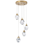 Каскадная люстра с 5-ю хрустальными плафонами Esme Crystal Brass Chandelier варинант исполнения - 1 | Loft Concept в Омске