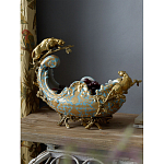 Чаша голубого цвета с оранментом и и бронзовыми фигурами леопардов Eden Garden варинант исполнения - 6 | Loft Concept в Омске