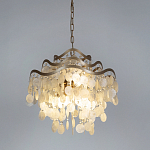 Люстра подвесная с белыми перламутровыми подвесками и изогнутыми золотистыми элементами Диаметр 50 см SHELL Chandelier варинант исполнения - 2 | Loft Concept в Омске