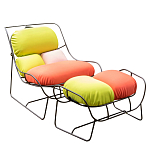 Дизайнерское разноцветное кресло на металлическом каркасе с подставкой для ног Poltronova Plasma Armchair варинант исполнения - 2 | Loft Concept в Омске