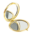 Зеркало карманное круглое двухстороннее из натурального камня Содалит в подарочной упаковке Gold Stone Mirrors варинант исполнения - 2 | Loft Concept в Омске