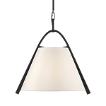 Подвесной светильник в форме конуса с белым тканевым абажуром и чёрным каркасом Stylish Solution варинант исполнения - 1 | Loft Concept в Омске