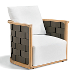 Дизайнерское уличное кресло из массива дерева с плетеной спинкой PALINFRASCA Armchair варинант исполнения - 6 | Loft Concept в Омске