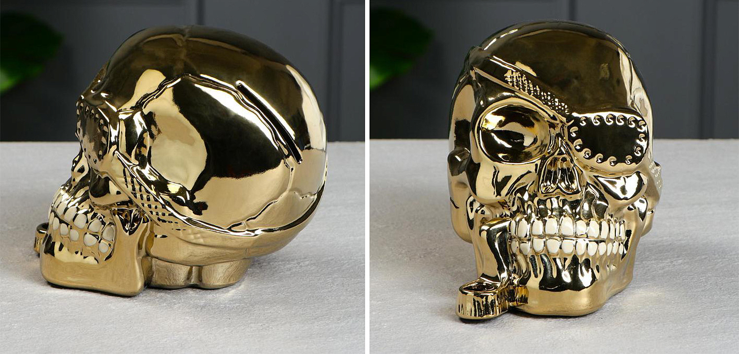 Статуэтка Golden Skull with Pipe Статуэтка Golden Skull with Pipe - Loft-Concept в Омске